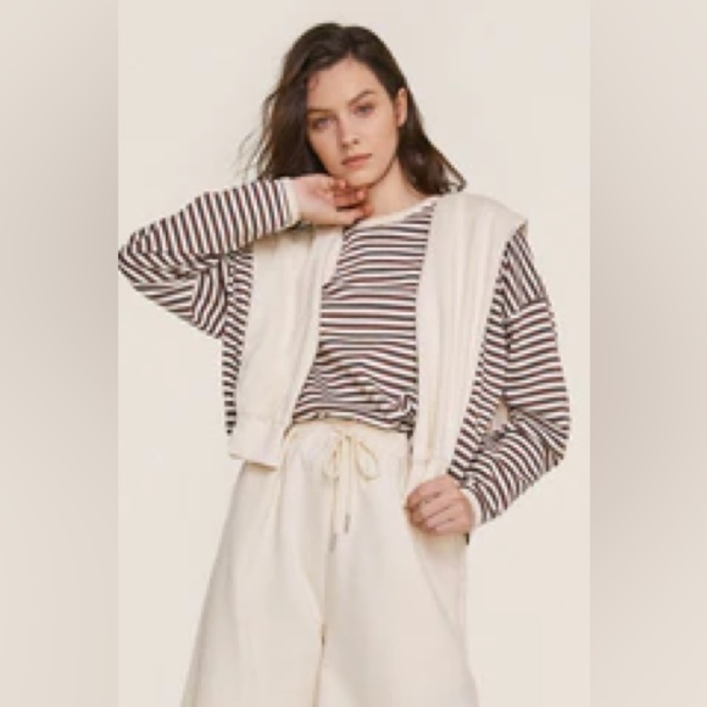 Women’s Striped 100% Cotton Lightweight Sweatshirt